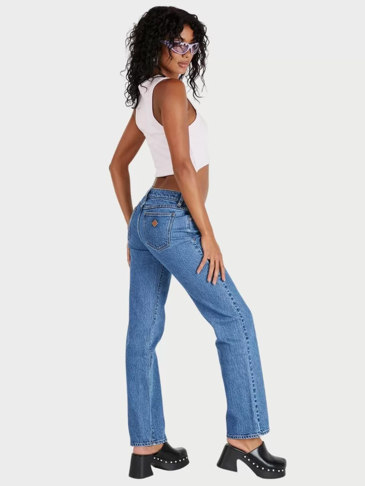 Abrand Denim | A 99 Low Straight - Harley | Mid Vintage Blue