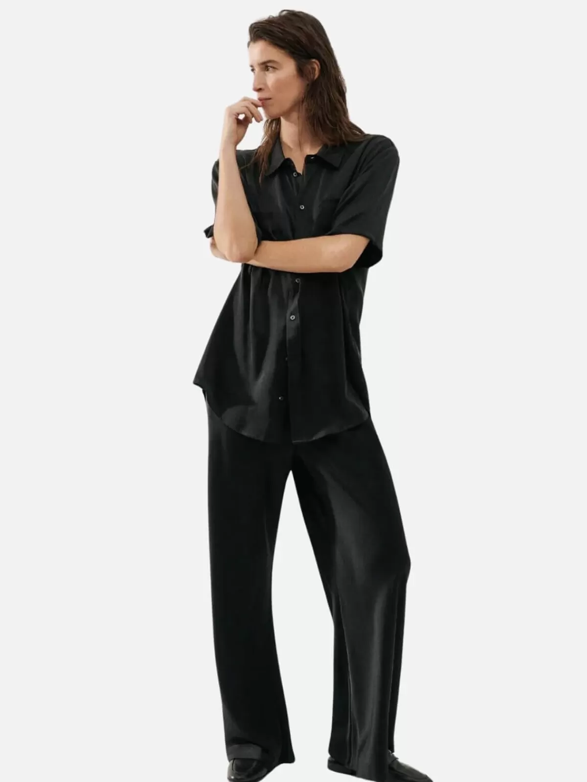 Silk Laundry Pants | Sets | Bias Cut Pant- Black