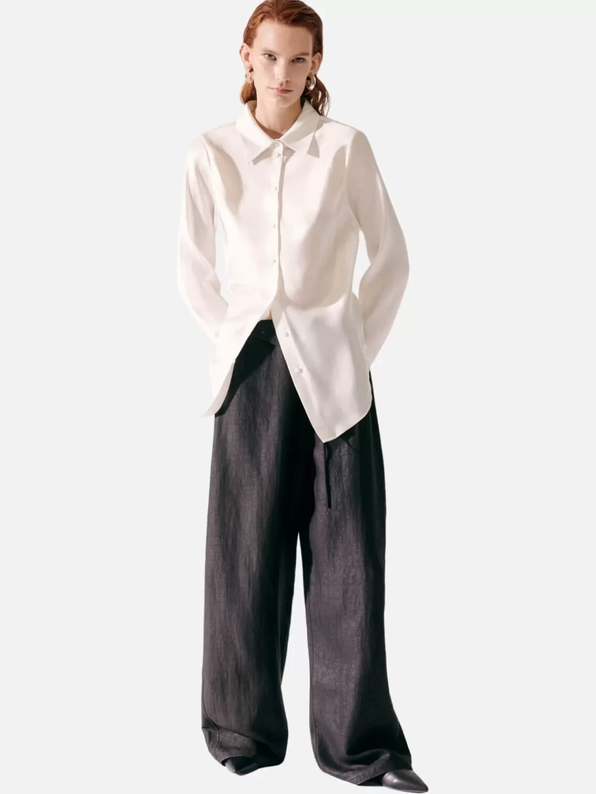 Silk Laundry Tops | Bias Cut Shirt - White