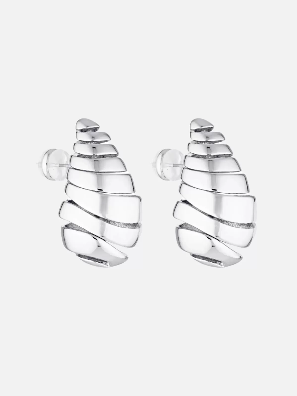 Porter Earrings | Jewellery | Blob Earrings - Spiral Silver