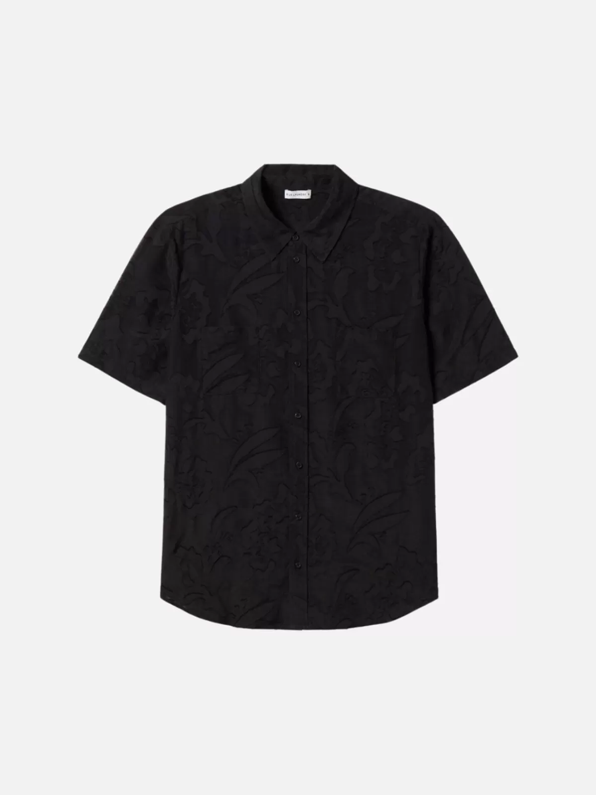 Silk Laundry Sets | Clip Silk Short Sleeve Boyfriend Shirt - Tulipa Black