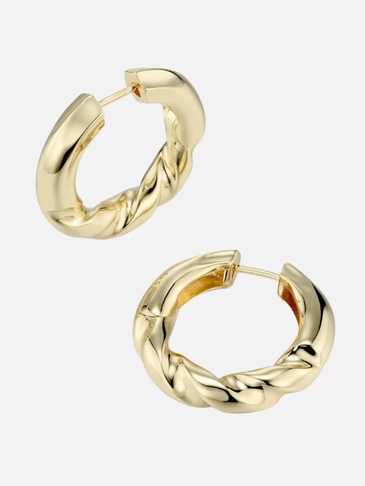 F+H Jewellery Earrings | Jewellery | Drill Bit Hoop Earrings Large : Brass + 18K Gold