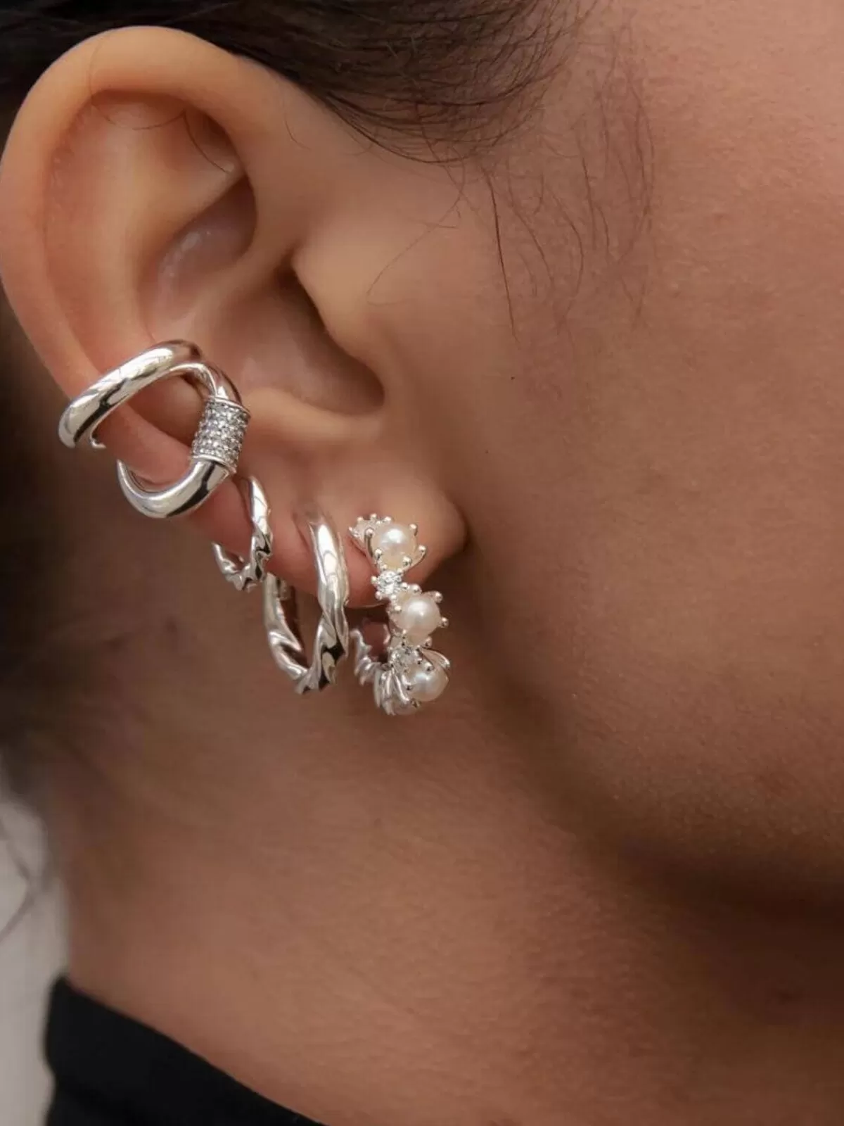 F+H Jewellery Earrings | Jewellery | Drill Bit Hoop Earrings Small: Sterling Silver