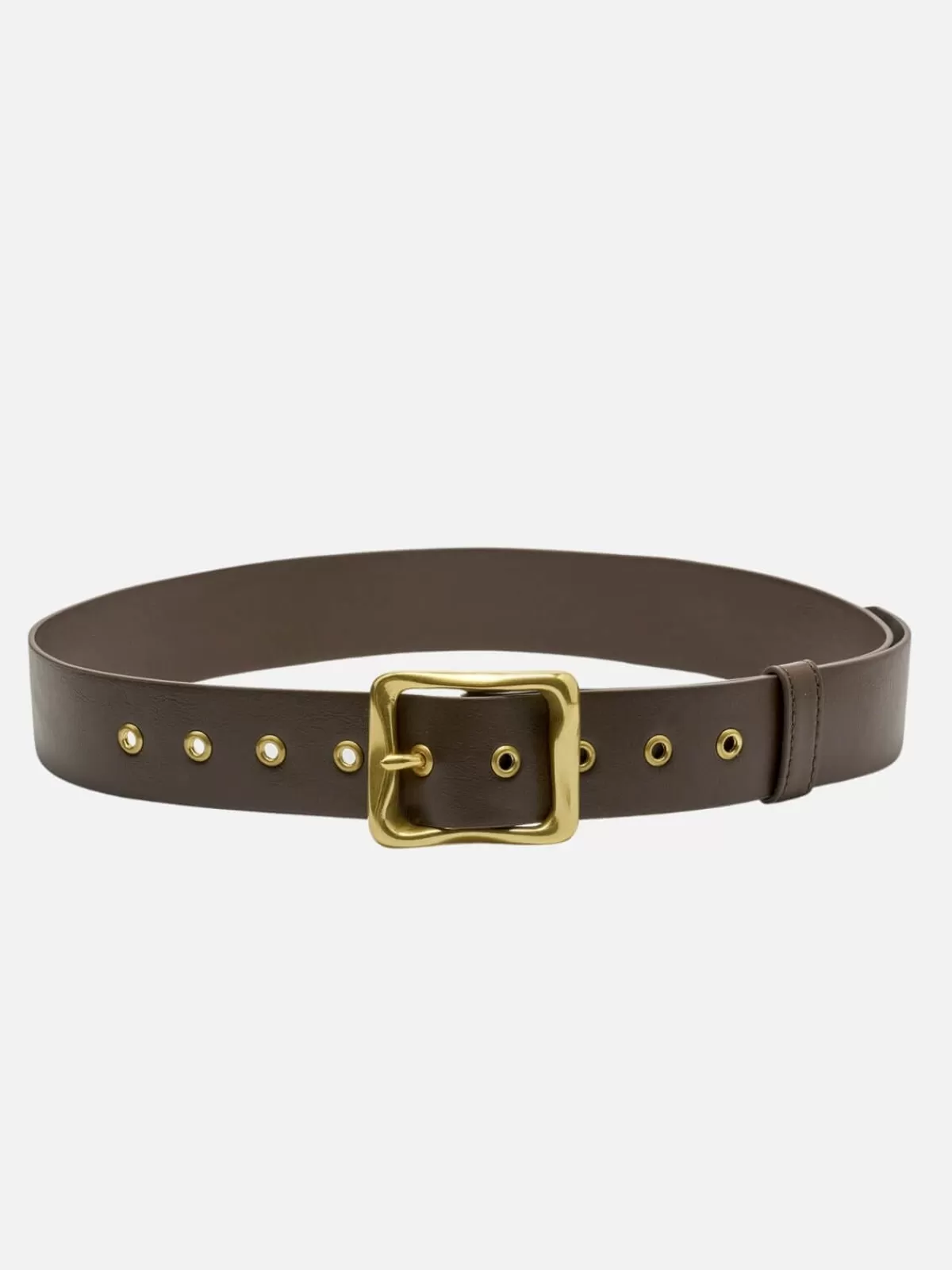 Brie Leon Belts | Everyday Buckle Belt - Chocolate/Gold