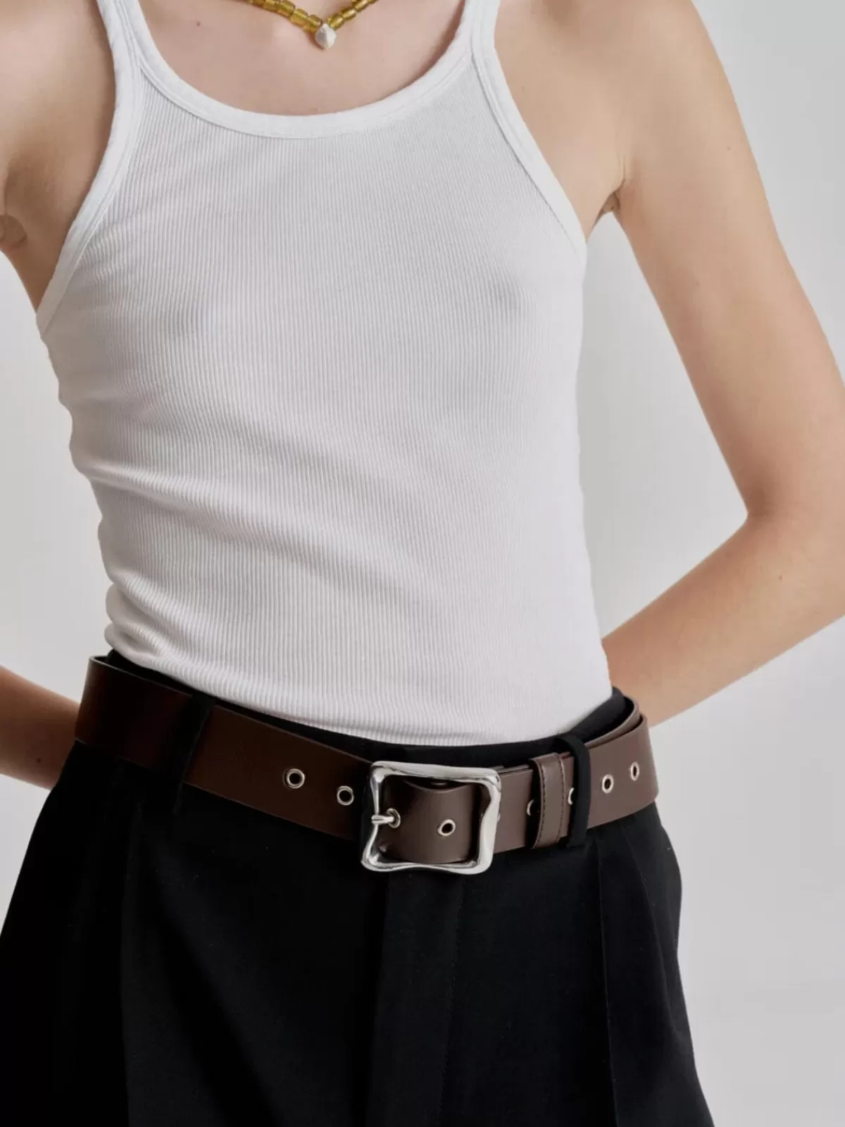 Brie Leon Belts | Everyday Buckle Belt - Chocolate/Silver