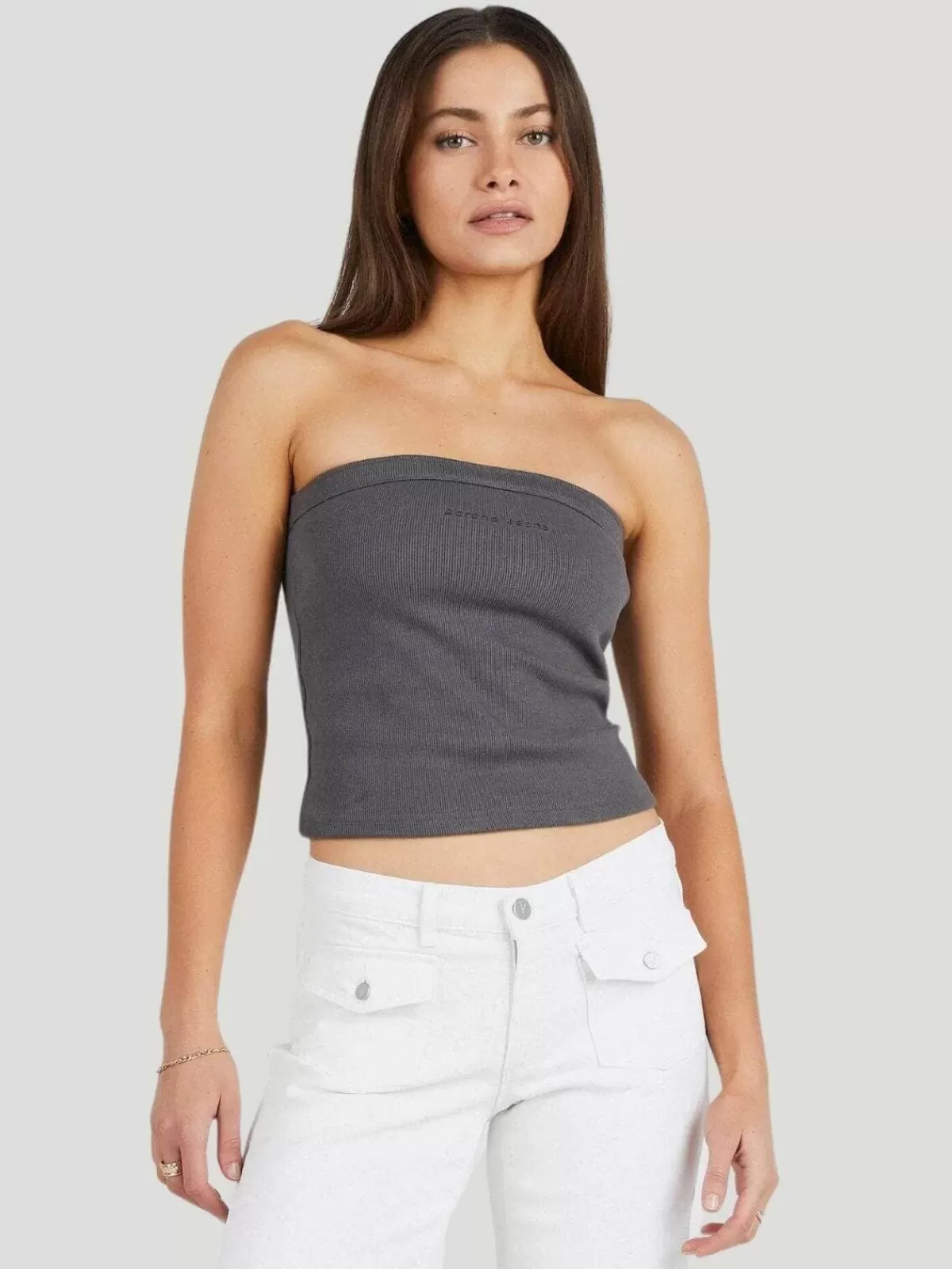 Abrand Tops | Heather Long Line Bandeau - Dark Slate