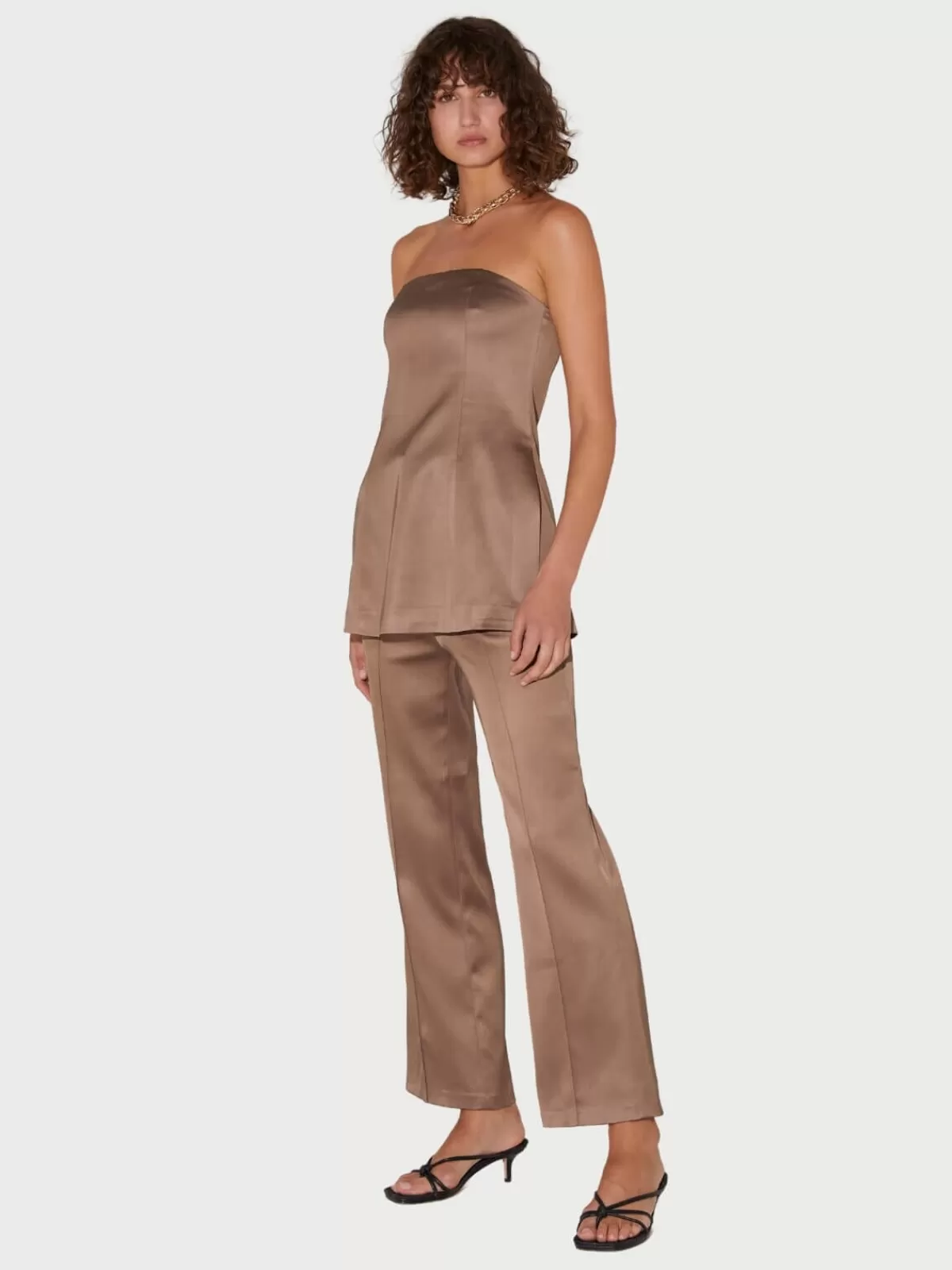 Hansen and Gretel Tops | Orsun Strapless Top - Ash Brown