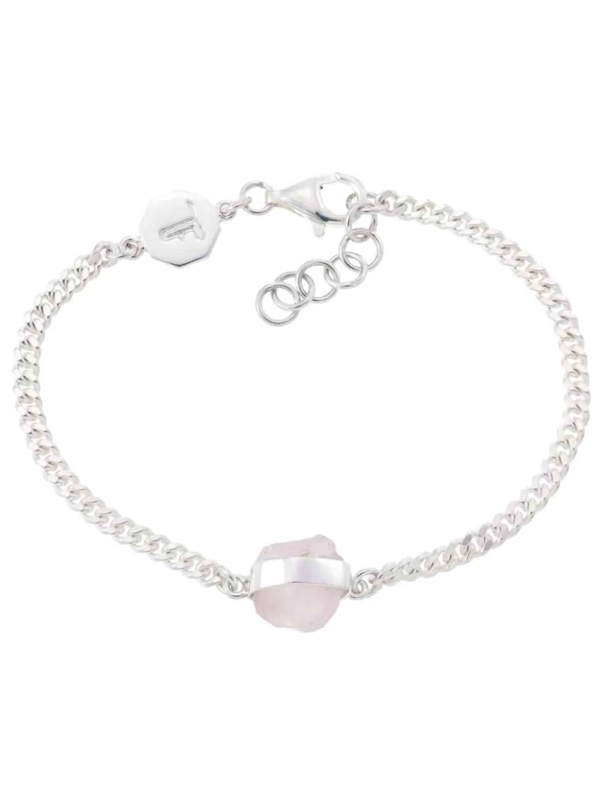 Tiger Frame Bracelets & Bangles | Jewellery | Rough Gem Chain Bracelet - Rose Quartz/Silver