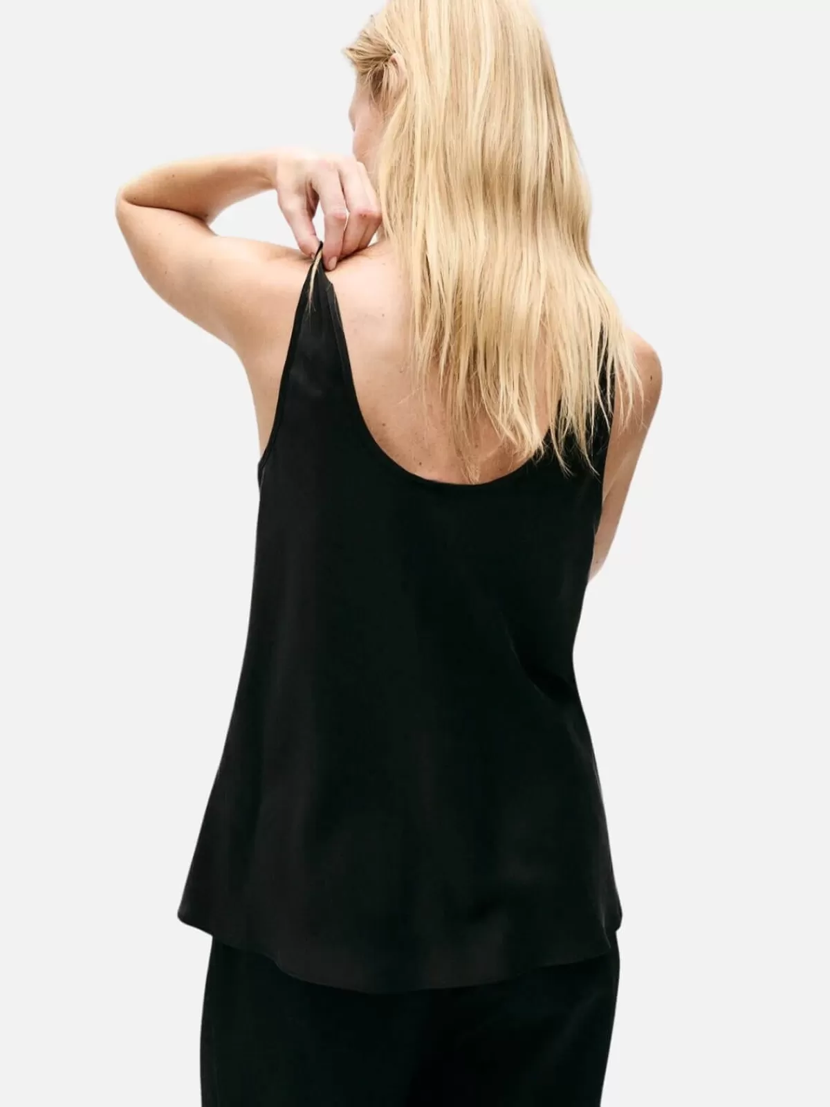 Silk Laundry Tops | Sets | Scoop Neck Tank - Black