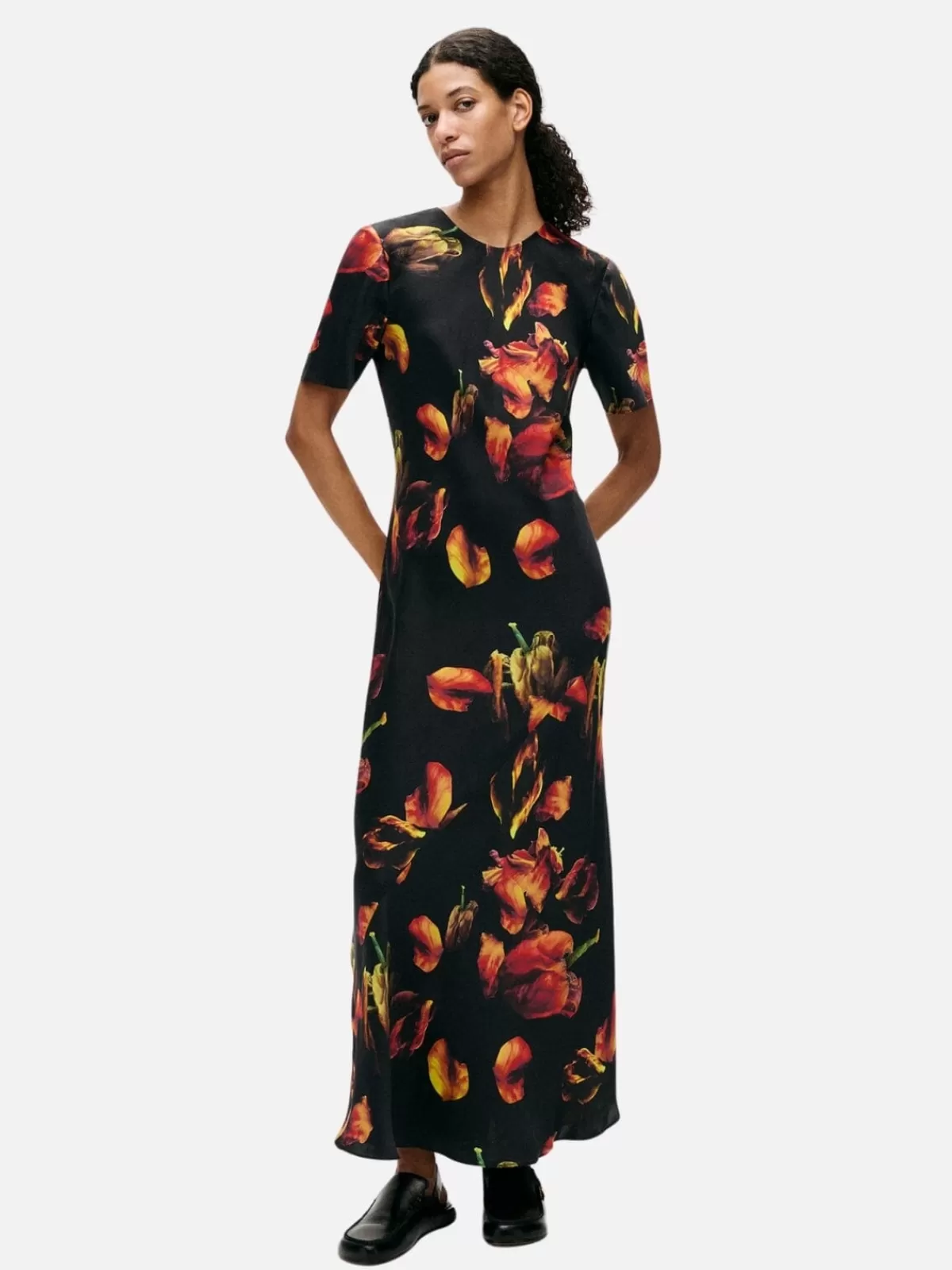 Silk Laundry Dresses & Jumpsuits | Short Sleeve Bias Dress - Tulipa Black