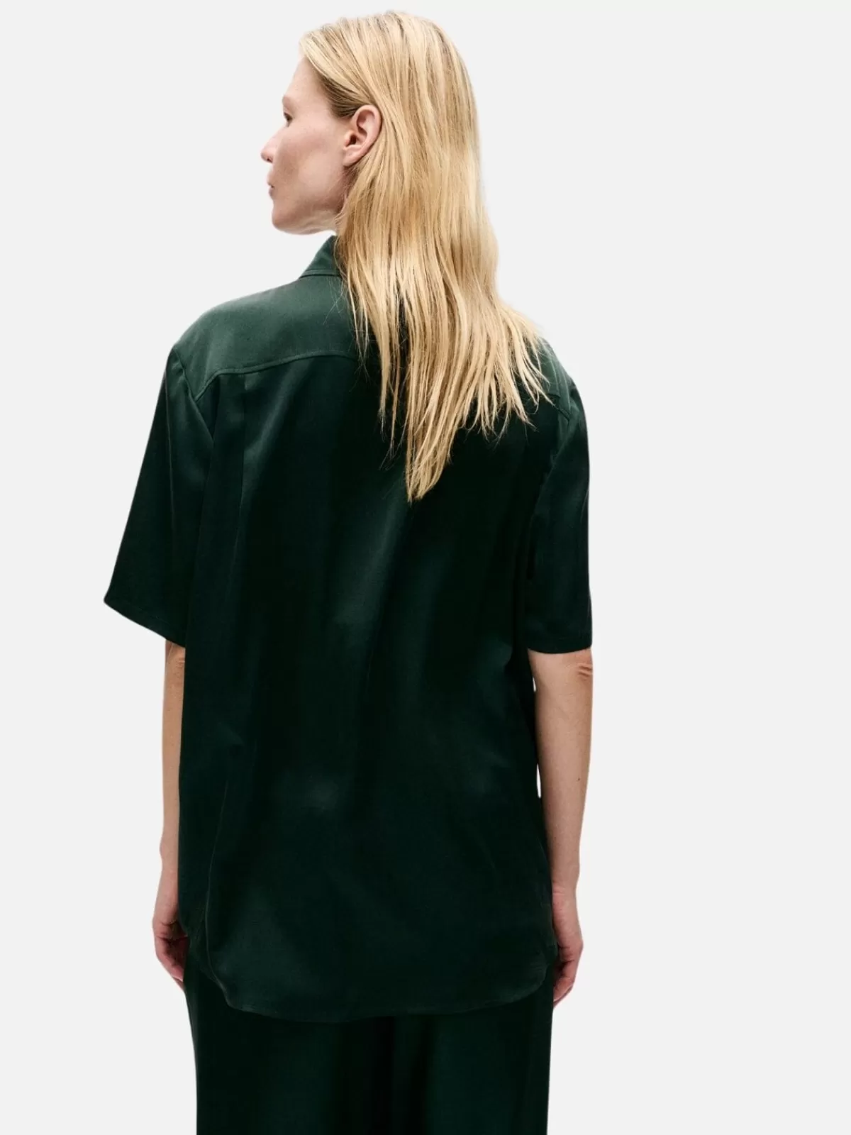 Silk Laundry Sets | Short Sleeve Boyfriend Shirt - Scarab