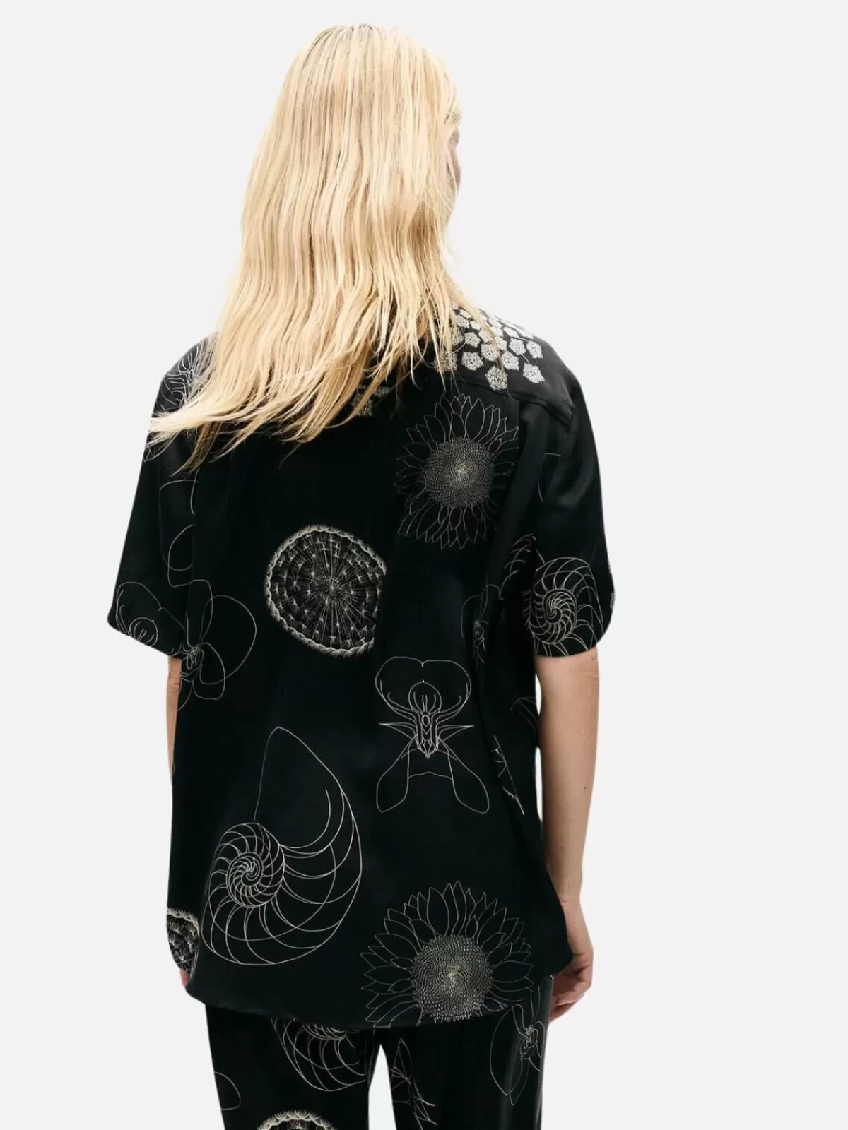 Silk Laundry Sets | Tops | Short Sleeve Boyfriend Shirt Fibonacci - Black