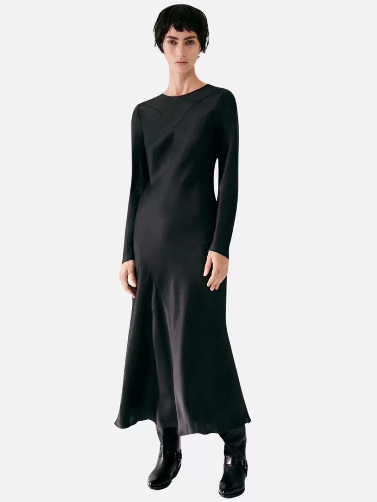 Silk Laundry Dresses & Jumpsuits | Splice Full Sleeve Bias Dress - Black