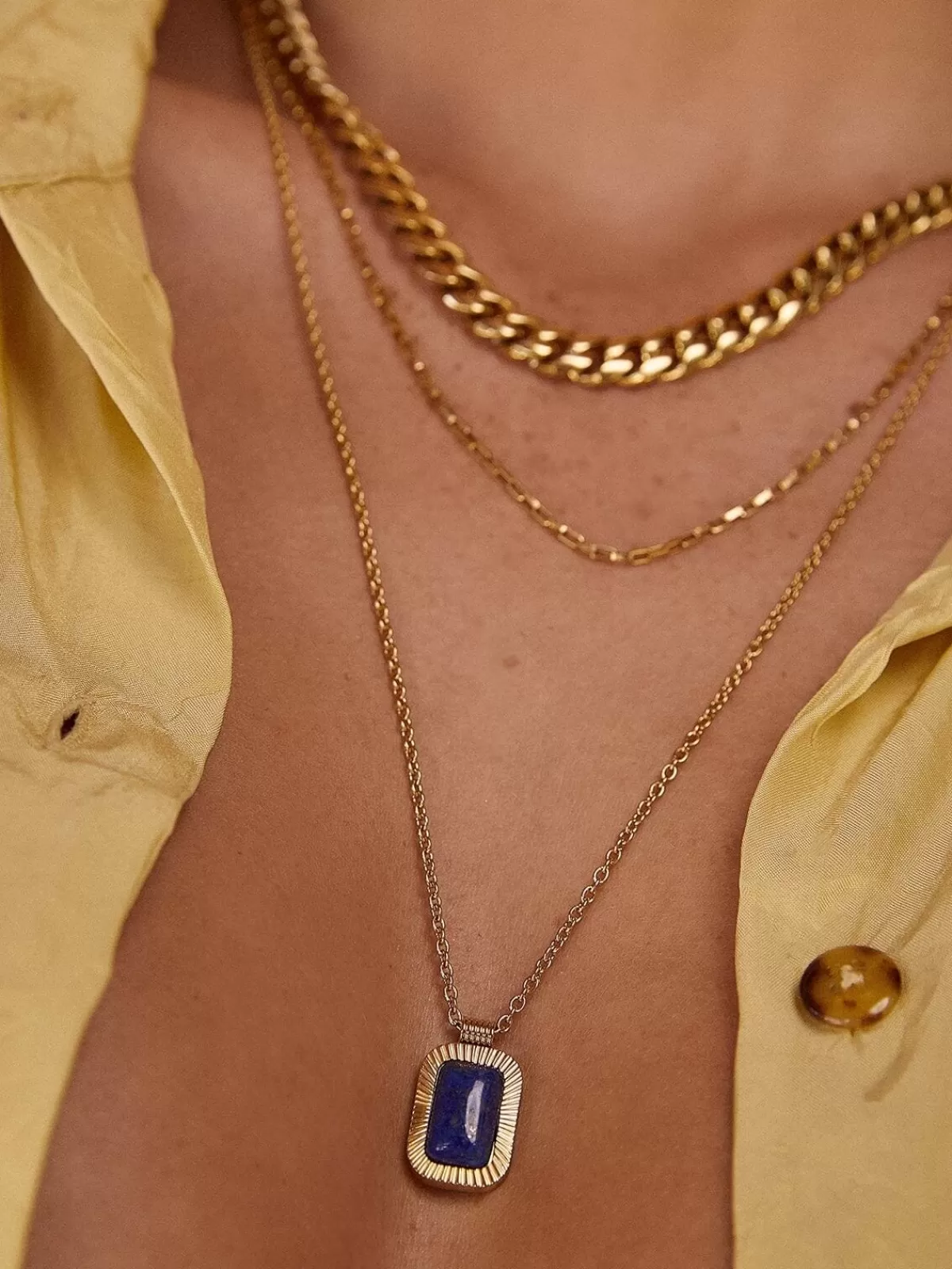 Arms Of Eve 14K | Necklaces | Teo Gold Necklace - Lapis