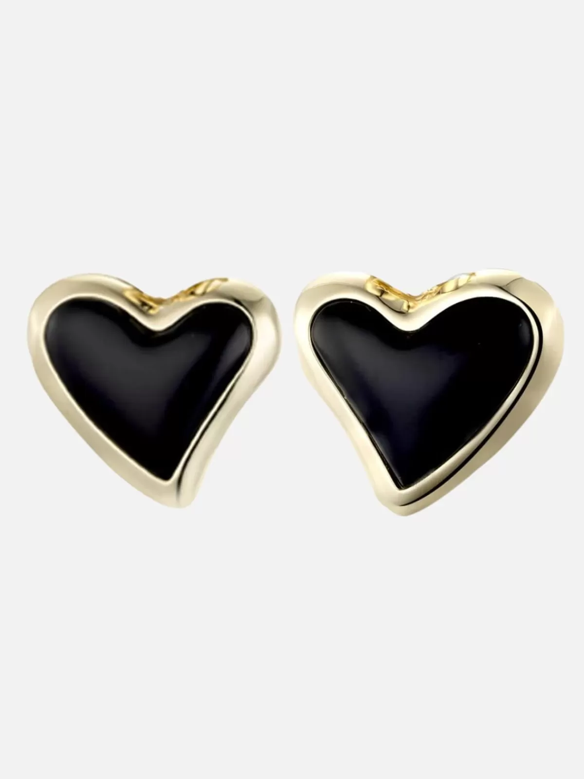 F+H Jewellery Earrings | Jewellery | Whitney Statement Heart Earrings: 18K Gold Plating + Onyx